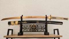 Japanese Sword Samurai Gold Dragon Katana