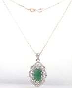 Amazing 4.50CTS Emerald Cut Natural Emerald cut emerald & Sapphire Pendant Necklace in Sterling Silv