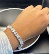 31.91CTW OVAL LAB-GROWN DIAMOND TENNIS BRACELET 14K WHITE GOLD
