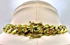 Huge 140.6 Grams 14 Kt Yellow Gold Plate Cuban Curb Link Chain Necklace