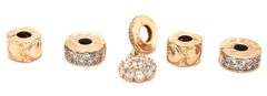 Lot of 5 Pandora gold and Cubic zirconia charms