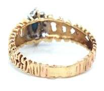 Nicely Designed 14K YG Marquise Sapphire Ring