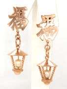 Vintage style Chinese good luck and pearl Lantern drop earrings