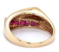 14kt Yellow gold square ruby and diamond bypass ring