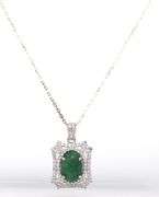 Lovely 2.25CTS Natural Emerald & 1.95CTW Sapphire Pendant Necklace in Sterling Silver
