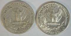 1935-P in BU and 1935-D in AU Washington Quarters