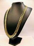 Impressive145.1 Grams 14 Kt Yellow Gold Plate Cuban Curb Link Chain Necklace