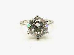 Ladies 14 Kt White Gold Plate 5 Ct Simulated Diamond Solitaire Ring