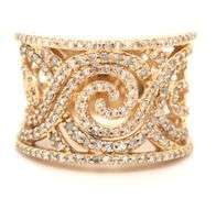14kt Yellow gold 0.70ctw swirl diamond wide band