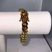 Huge 63.5 Gram 14 Kt Yellow Gold Plate Cuban Curb Link Bracelet
