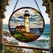 Stained Glass Lighthouse Sun Catcher