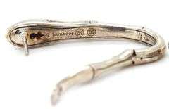 925 Sterling silver John Hardy 2 bamboos white sapphire huggie earrings