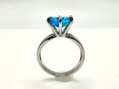 Amazing 14 Kt White Gold Plate 3.5 Ct Swiss Blue Topaz Ring