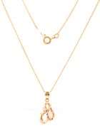 14kt Yellow gold double oval Opal and diamond pendant on chain