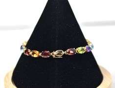Dazzling 14K Yellow Gold Multi-Gemstone Bracelet