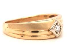 Tasteful Man's 14K YG Ring with Diamond Accent