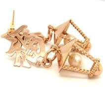 Vintage style Chinese good luck and pearl Lantern drop earrings