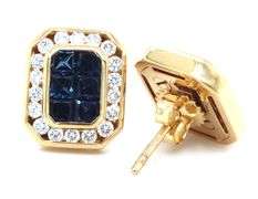 18kt Yellow gold sapphire and diamond earrings