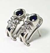 Lovely 18K White Gold Sapphire & Diamond Earrings