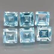 Heavy! 8.42ct Swiss blue princess cut Topaz set!
