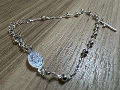Italian 925 Sterling Silver Rosary 6.5" + 1" Extension Bracelet