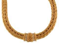 La Pepita 0.96ctw Diamond Matte Wheat Weave Chain Necklace in 18K