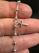 Italian 925 Sterling Silver Rosary 6.5" + 1" Extension Bracelet