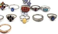 Big group lot of Vintage 925 sterling silver rings