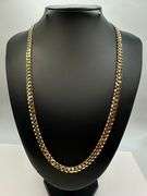 Sharp Yellow Gold Plated Cuban Link Chain Necklace.
