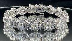18.50CTW PEAR & ROUND DIAMOND TENNIS BRACELET 14K WHITE GOLD (30.37G)