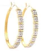 925 Sterling silver gold plated diamond accent hoop earrings