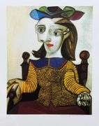 Highly Collectible Limited Edition Pablo Picasso, Seated Lady In Brown