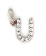 18kt White gold diamond Initial U pendant