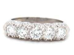 Platinum 1ctw 5 stone shared Prong diamond band