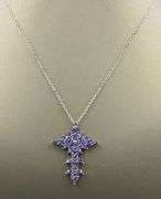 925 Sterling silver Tanzanite cross pendant on chain