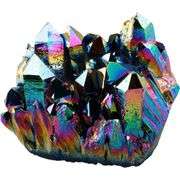 Rainbow Aura Quartz Crystal Cluster Titanium Coated