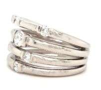 14kt White gold 0.45ctw multi row stackable diamond scatter ring
