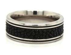 Chisel stainless steel Polished Grooved with Genuine stingray textured band