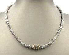 925 Sterling silver Tri color Mesh collar necklace with diamonds