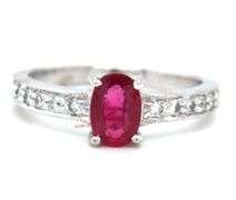 10kt White gold 0.60ct oval ruby and diamond ring