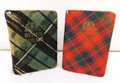 2 Robert Burns Silk Tartan Miniature Antique Books