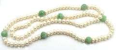 Pearl and Jade long necklace