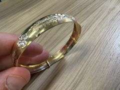 14k Yellow White Rose Tri Color Gold 8" Adjustable Bangle Bracelet 10mm Wide