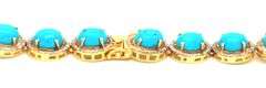 Dreamy 64.50CTW Oval Cabochon-Cut Turquoise & 5.50CTW Diamond Necklace in 14K Yellow Gold Over Sterl