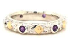 Gabriel & Co two tone bezel set amethyst stackable band