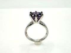 Stunning 14 Kt, White Gold Plate 3.5 Ct Vs1 Russian Color Change Lab Simulated Alexandrite Ring