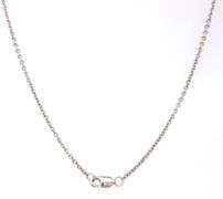 Stylish 14K WG Cable Link Necklace with Diamond Rondels