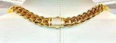 Huge 147.8 Gram Yellow 14 Kt Gold Plate Cuban Curb Link Necklace