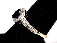 Gorgeous 18K White Gold Blue Sapphire Gemstone Ring with Diamond Accents