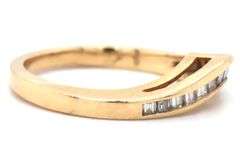 Estate 14K YG Channel Set Baguette Diamond Wavy Band